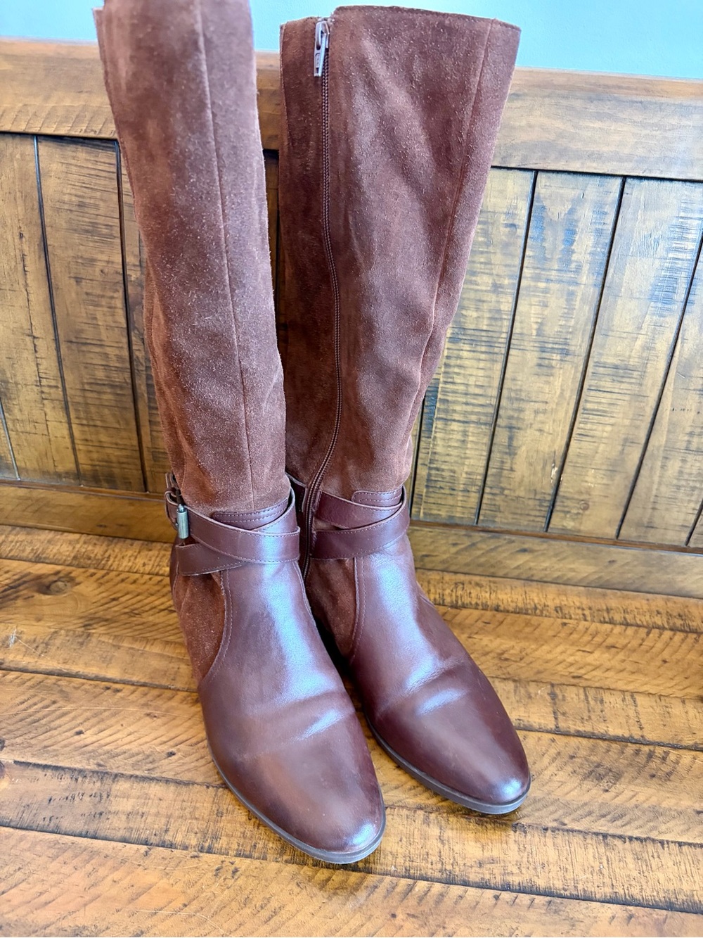 Naturalizer Rena Women's Brown Leather & Suede Knee-High Boots